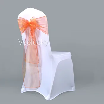 

100pcs/lot Orange Sheer Organza Chair Sashes Bow Cover Wedding party Xmas Birthday Shower Decoration