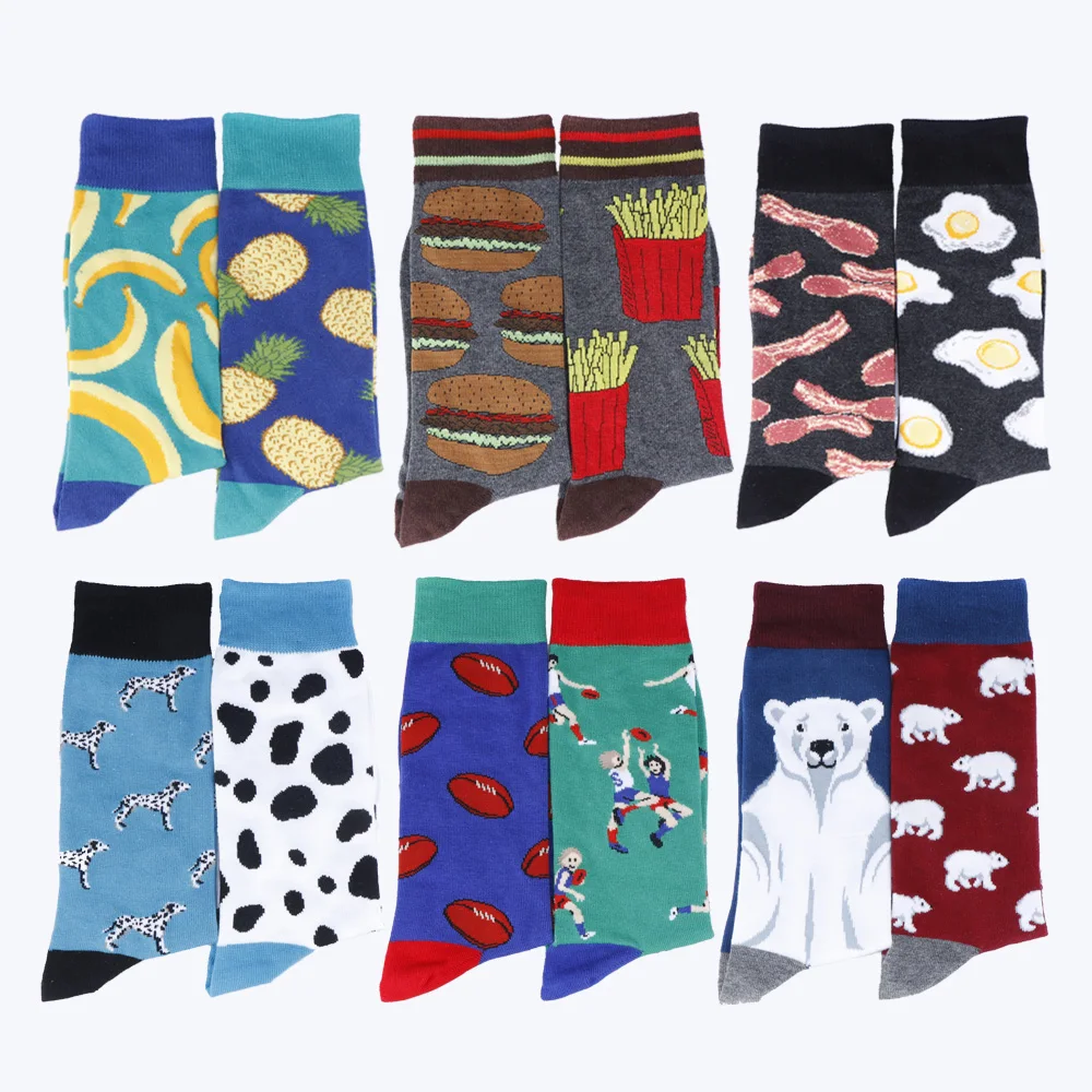 

Men's Big Large Size Banana Hamburger Chips Pineapple Banana Poached Egg Bacon Spotted Dog Funny Long Socks Novelty Cotton Socks