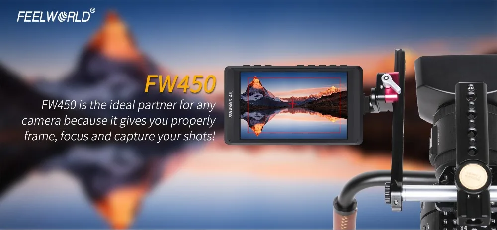 Feelworld FW450 4," ips 4K HDMI камера полевой монитор 1280x800 HD портативный ЖК-монитор для DSLR с пиковым фокусом поле проверки