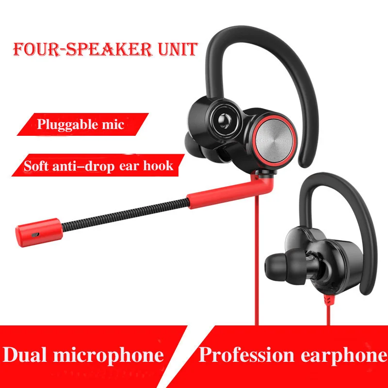 Koop In ear Voor airpod Stereo Oorhaak Gamer Hoofdtelefoon Oortelefoon Oordopjes Met Microfoon Wired gaming headset hoofdtelefoon voor een mobiele telefoon