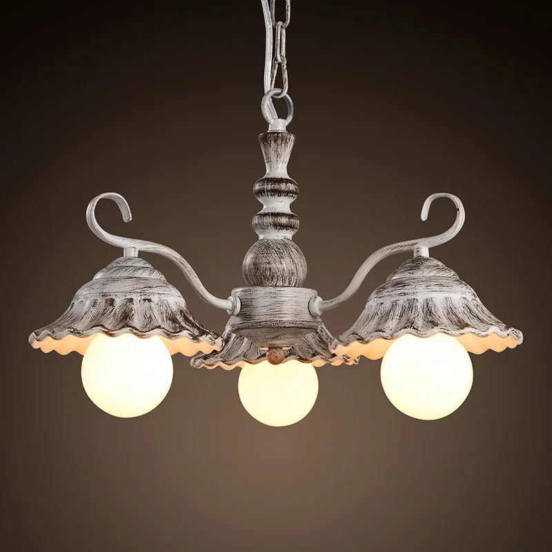 

American village restaurant lamp room lamp creative personality 3 head iron ceramics coffee bar pendant lights LO 71814