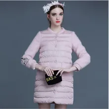 2016 Winter Europe New Fashion Women’s Clothing Which Show Thin Embroidery Straight Knitting Cotton-padded Jacket, Coat