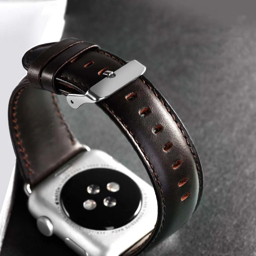 LEONIDAS новый браслет из натуральной кожи для Apple Watch 3 2 1 42 мм 38 первый слой кожаный