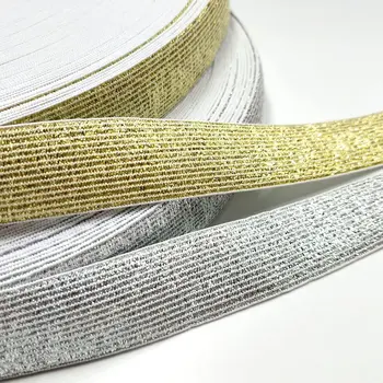 

HL 25MM Width 5meters/package Gold/Silver High Quality Nylon Elastic Bands For Garment Trousers Sewing Accessories DIY
