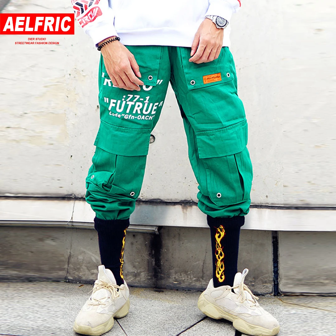 AELFRIC брюки карго мужские 2018 весна осень хип хоп Harajuku уличная ленты карманы модные джоггеры мужская повседневная одежда NC22