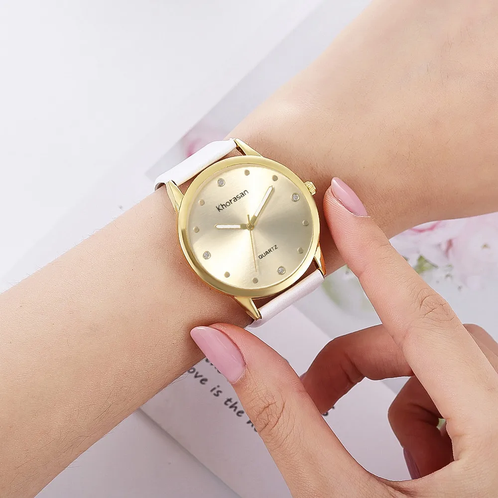 Роскошные Кварцевые Смотреть Простой циферблат повседневное кожаный ремень женские часы модные женские наручные часы reloj mujer relogio feminin# W3