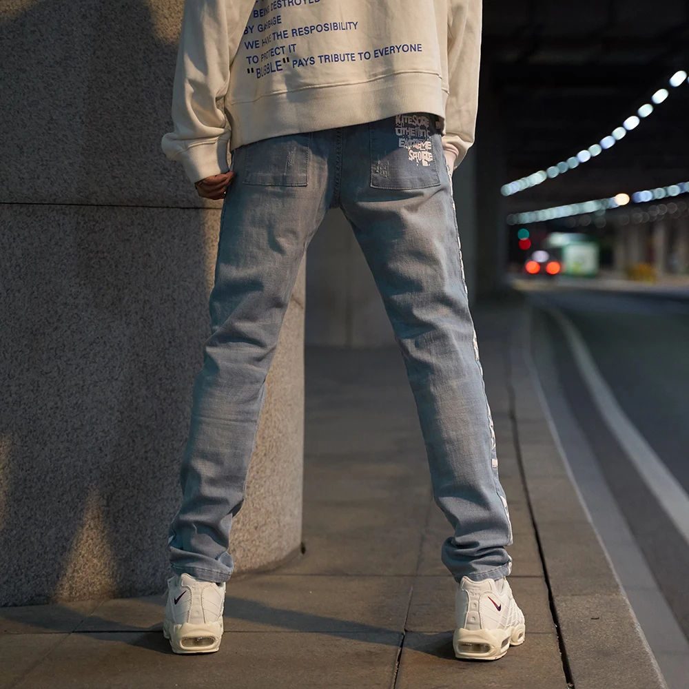 Ripped Jeans for Men Blue Distressed Denim Jogger Jean Streetwear Washed Destroyed Skinny Men Jeans Pants 5