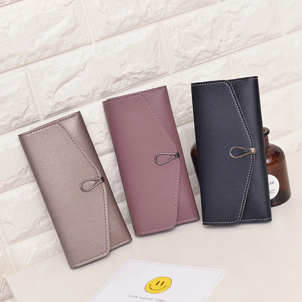 

Fashion Wallet Women Simple Leather Long Wallet Coin Wallet Coin Purse Card Holders Handbag Hasp Card Bags Phone Key Bags