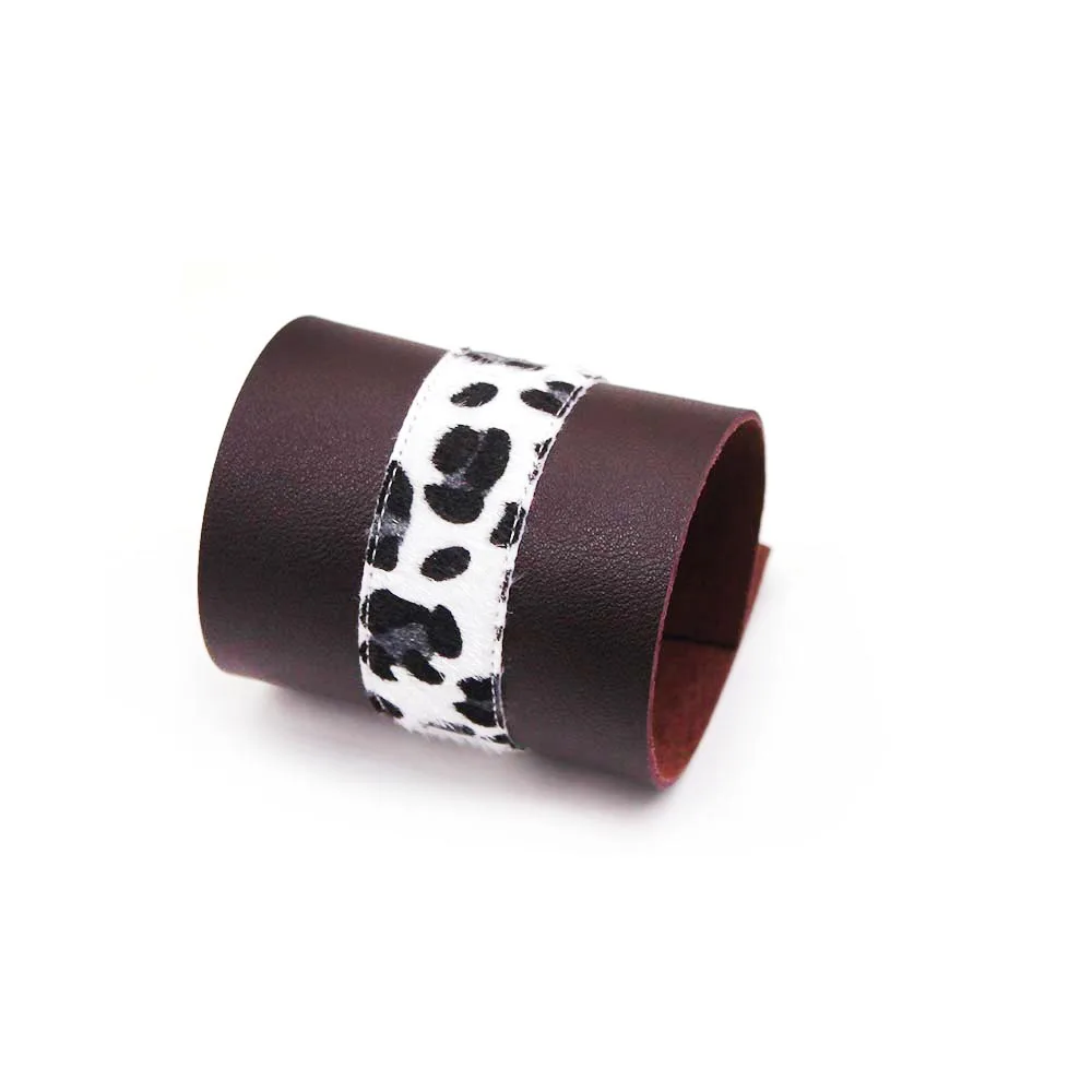 D& D панк кожаный браслет с леопардовым принтом стильные модные роскошные унисекс широкие большие браслеты кожаные ювелирные изделия Рождественский подарок - Окраска металла: 3