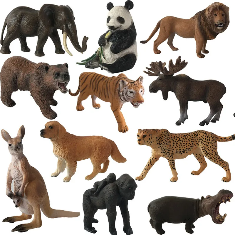 

2018 new Hot Animal Model Action Figures Zoo Park Kangaroo Simulation Panada Tiger Lion Model For Kids Learning Education Toy #E