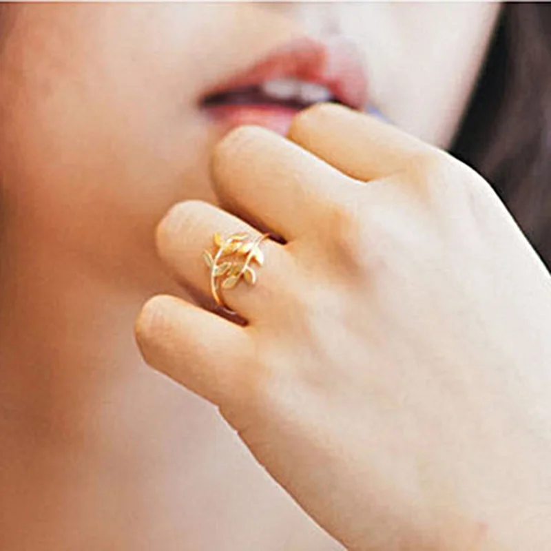 Модные цвета: золотистый, серебристый классические листья любовь мелких товарных листьями кольцо для самозащиты для Для женщин ювелирные изделия аксессуары