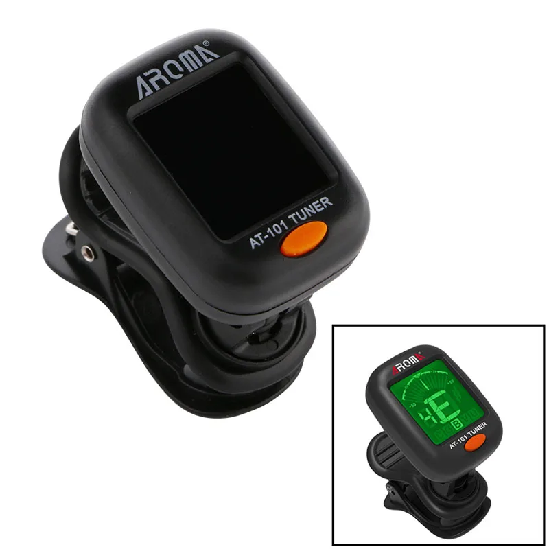 

Black 360 degree tuner AT101 Tuner Clip-On Digital For Acoustic Electric Guitar Bass Violin Fancy