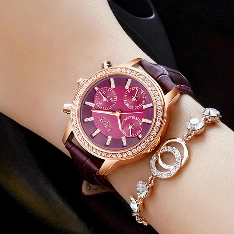 Relogio Feminino, женские часы LIGE, роскошный бренд, для девушек, кварцевые часы, на каждый день, кожа, женское платье, часы, женские часы, Montre Femme