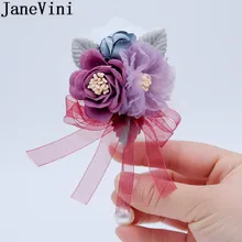 JaneVini Жених Свадебный корсаж искусственный цветок бутоньерка Мужская пуговица Мужская Брошь Цветы бутоньерка Hombres Ramillete