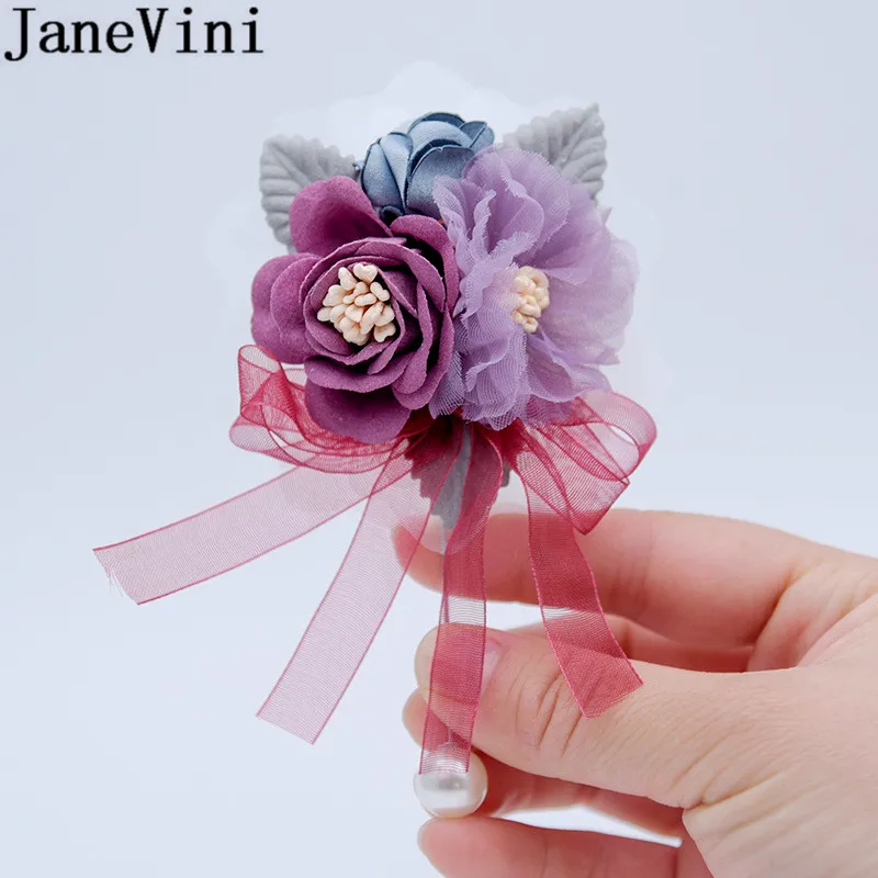 

JaneVini Groom Wedding Corsage Artificial Flower Boutonniere Men Buttonhole Men's Brooch Flowers Bouttonniere Hombres Ramillete