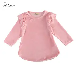 Милые детские Обувь для девочек Вельветовое платье Детская одежда с длинными рукавами Розовое платье принцессы Pleuche Платья для женщин От 6