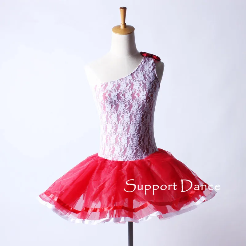 

Support-Dance Oblique Neckline Lace Professional Ballet Tutu Dress Kids Adult Dance Costume C208