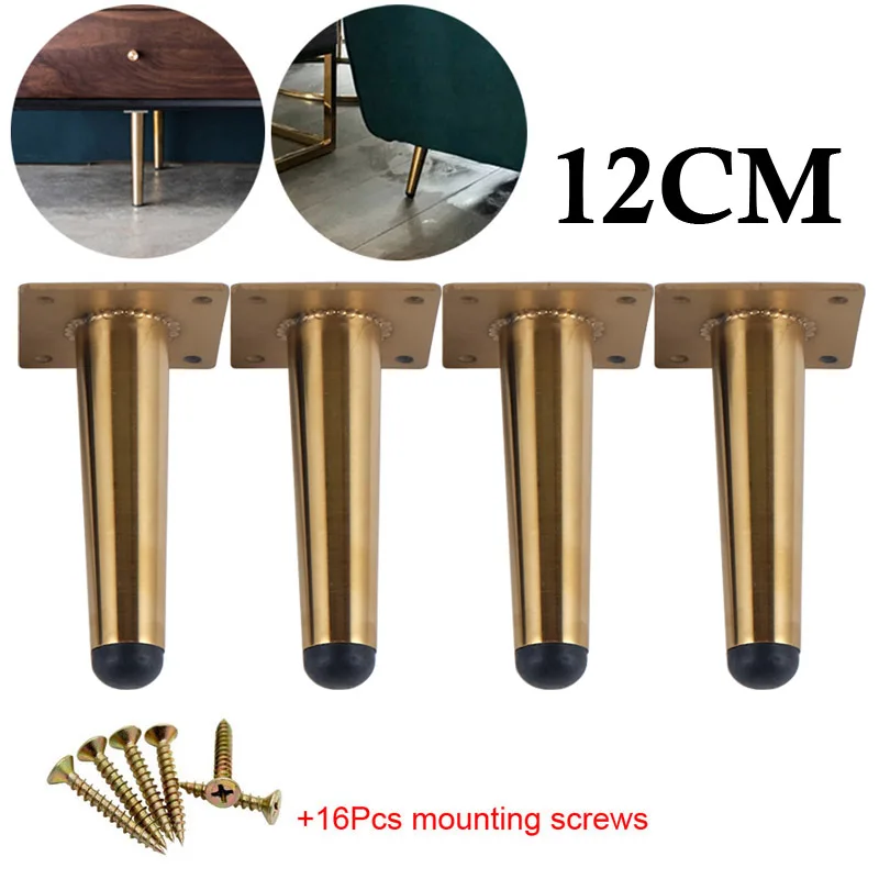 Gold Straight 12CM 4 шт нержавеющая мебели ножки стола ТВ шкаф стопы диванная ножка шкафа оборудования средства ухода за кожей стоп 10/12 см нагрузка 900 кг-бананы - Цвет: Gold Straight 12CM