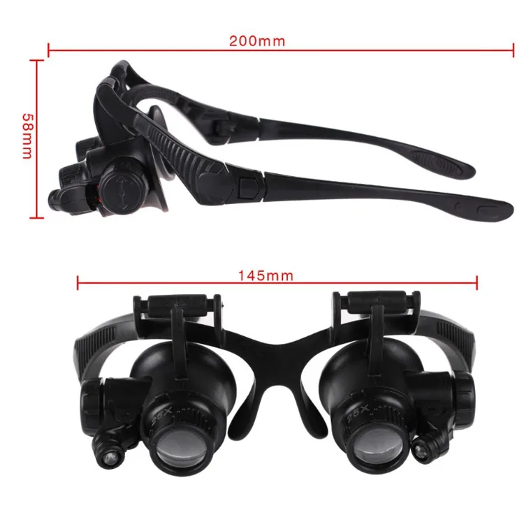 Safety Goggles Watch Repair Jewelry magnifying Glasses With LED Light and Replaceable 4 Pairs Magnifier 10152025X Lens (4)