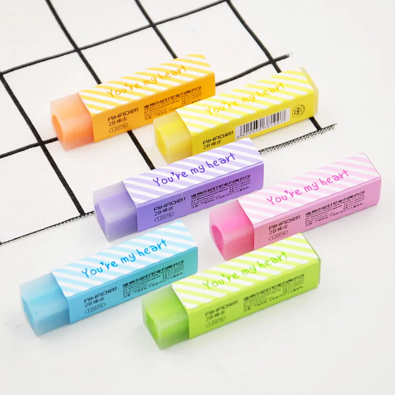 24 pcs/Lot Cute star My heart color Eraser 2B pencil erasers Stationery
