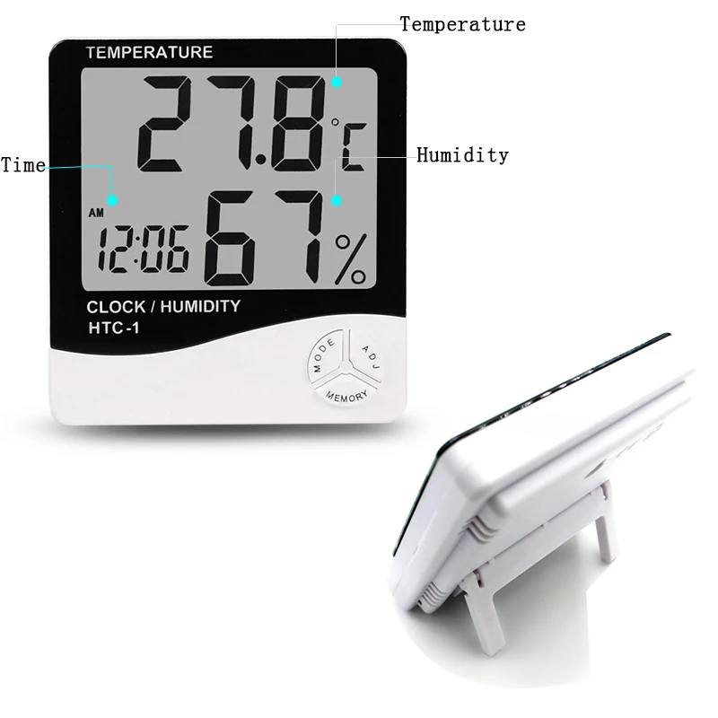 

Indoor Room LCD Electronic Temperature Humidity Meter Digital Thermometer Hygrometer Weather Station Alarm Clock htc-1 htc-2
