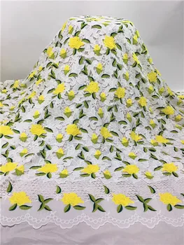 

French Guipure Cord Lace Fabric High Quality yellow Color African Lace Fabrics 2019 Latest Nigerian Lace Fabrics