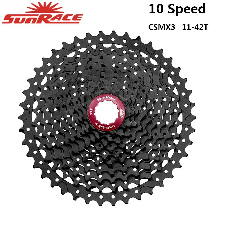 SunRace 10 Speed Cassette CSMS3 CSMX3 11-40T 42T 46T Bike Cassette fit Shimano SRAM Flywheel 11-40 11-42 11-46 10s Cassette - Цвет: MX3 11-42T Black