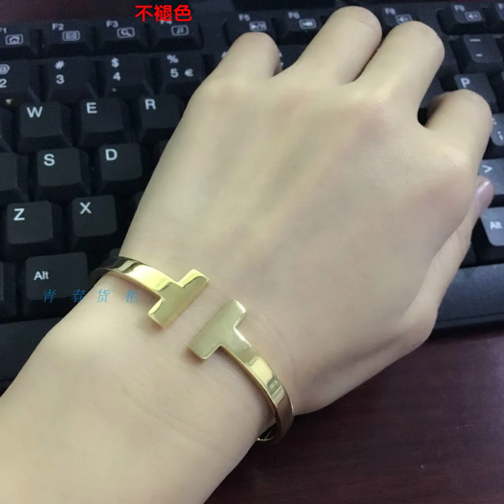 

can choice color jewelry Fashion rose gold Anti allergy opening bracelet female titanium steel jewelry trend personality