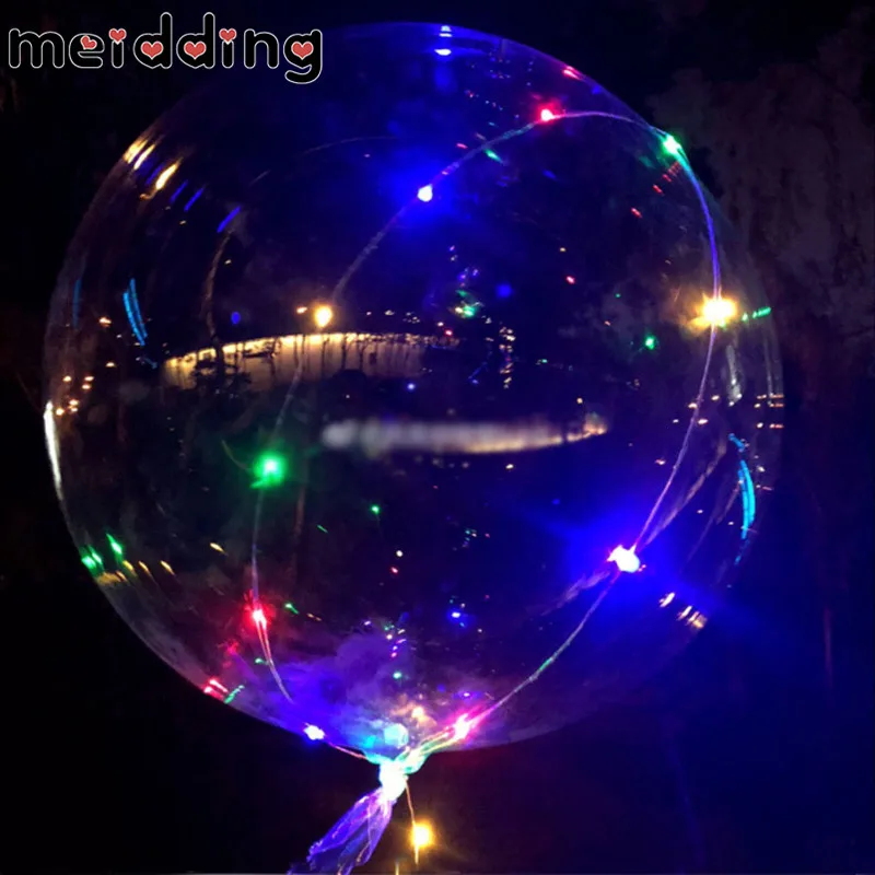

MEIDDING 1Pcs Birthday Party 18Inch BoBo Latex Balloons With Colorful LED Lights 1st Birthday Baby Shower Wedding Decor Supplies