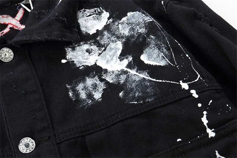 Graffiti Appliques denim jacket men hip hop streetwear Art Gone Mad printed jeans jacket rapper rock fashion brand jacket coats Graffiti Appliques denim jacket men hip hop streetwear Art Gone Mad printed jeans jacket rapper rock fashion brand jacket coats