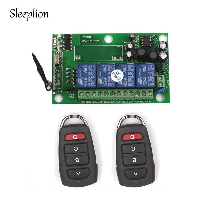 Sleeplion 85 240V 110V 220V 4CH Channel Relay Wireless RF Remote Switch 2 Transmitter font b