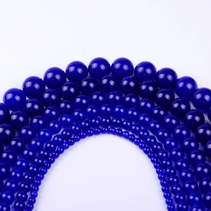 

4,6,8,10,12 AAA wholesale round dark blue natural Bead chalcedony loose stone beads For Bracelet DIY Jewelry Making