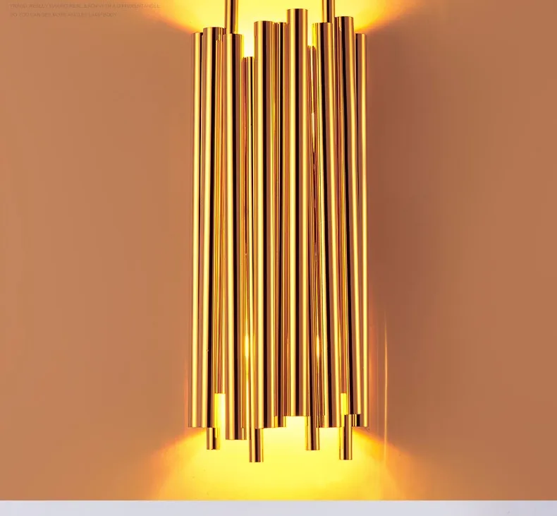 Post Modern Brubeck Wall Lamp Luxury Hotel Coffee Bar Cafe Home Decoration LED Light Fixtures  Gold Aluminium Tube Sconces 6
