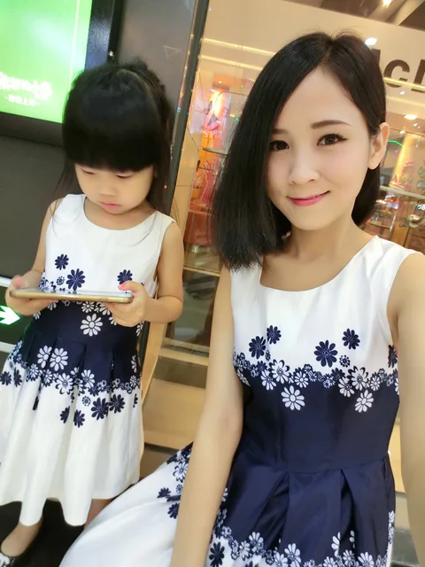 New 2016 1pc Mother Daughter Dress Clothes Family Fashion Mom Baby