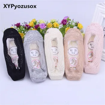 

Fashion Women Socks Slippers Summer Spring Lady Lace Short Ankle Socks Female Antiskid Invisible Low Cut Socks Transparent Meias