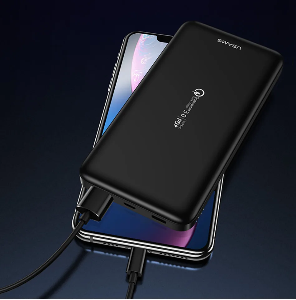 USAMS 10000 мАч power Bank usb type C PD3.0 QC3.0 3A Быстрая зарядка внешний аккумулятор зарядное устройство для iPhone samsung Xiaomi