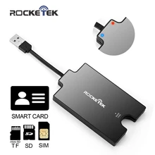 DOD Rocketek USB 2.0 Lector de Tarjetas Inteligentes de alta calidad Militar CAC de Acceso Común, tarjeta Bancaria, tarjeta de IDENTIFICACIÓN, SD, Micro SD/TF M2, adaptador de tarjeta sim