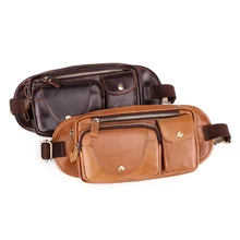 Fanny Waist Bag For Men Genuine Sling Chest Waist Packs Leather Shoulder Belt Bag Male Waist Pack Travelling Phone Pouch Bum Bag genuine leather men waist packs travel chest bag unisex belt bag men money belt shoulder bag bum crossbody bags for women purse