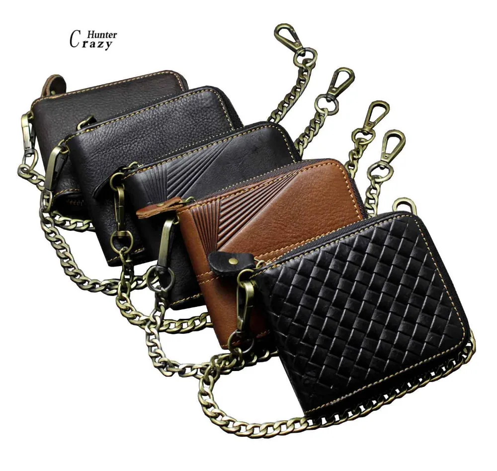 

New! Biker Leather Wallet with Chain Mens Gift 5 Style