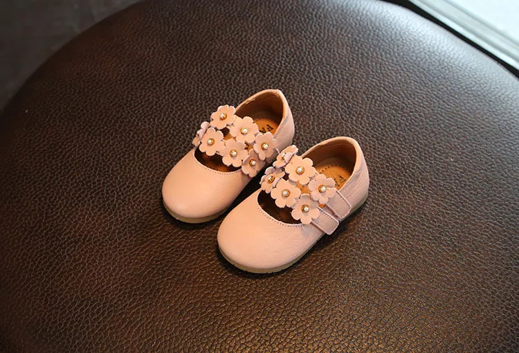 Новинка года; весенне-Осенняя обувь принцессы с цветочным рисунком для малышей 0-3 лет; обувь для обучения; однотонная детская кожаная обувь