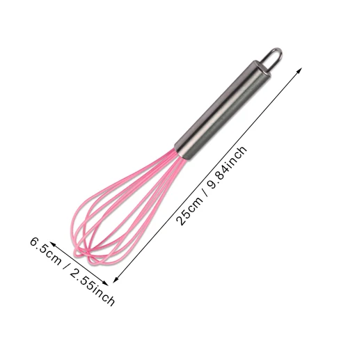 Розовые силиконовые инструменты для приготовления пищи, кухонные принадлежности с ручкой из нержавеющей стали, столовая посуда, жаростойкие кухонные принадлежности, аксессуары - Цвет: Pink egg beater D