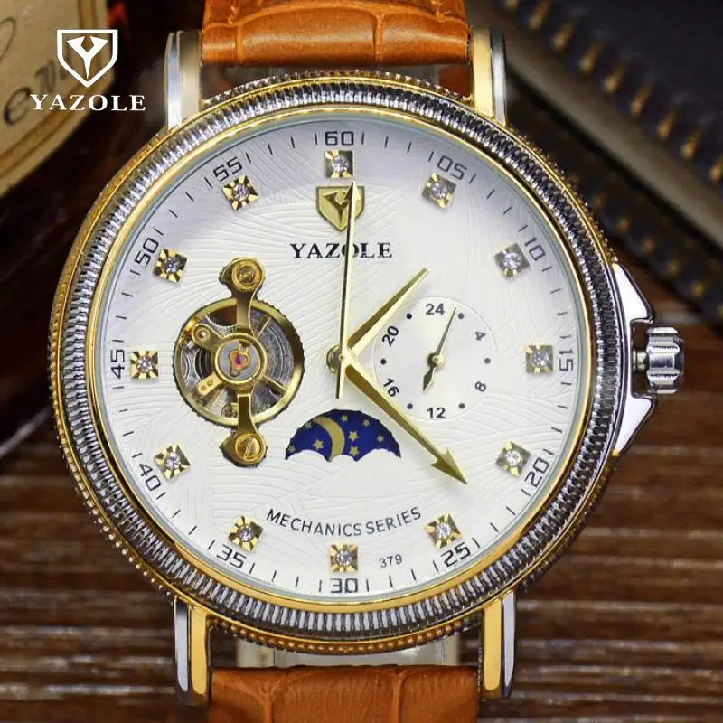 Мужские наручные часы YAZOLE Роскошные автоматические механические от ведущего