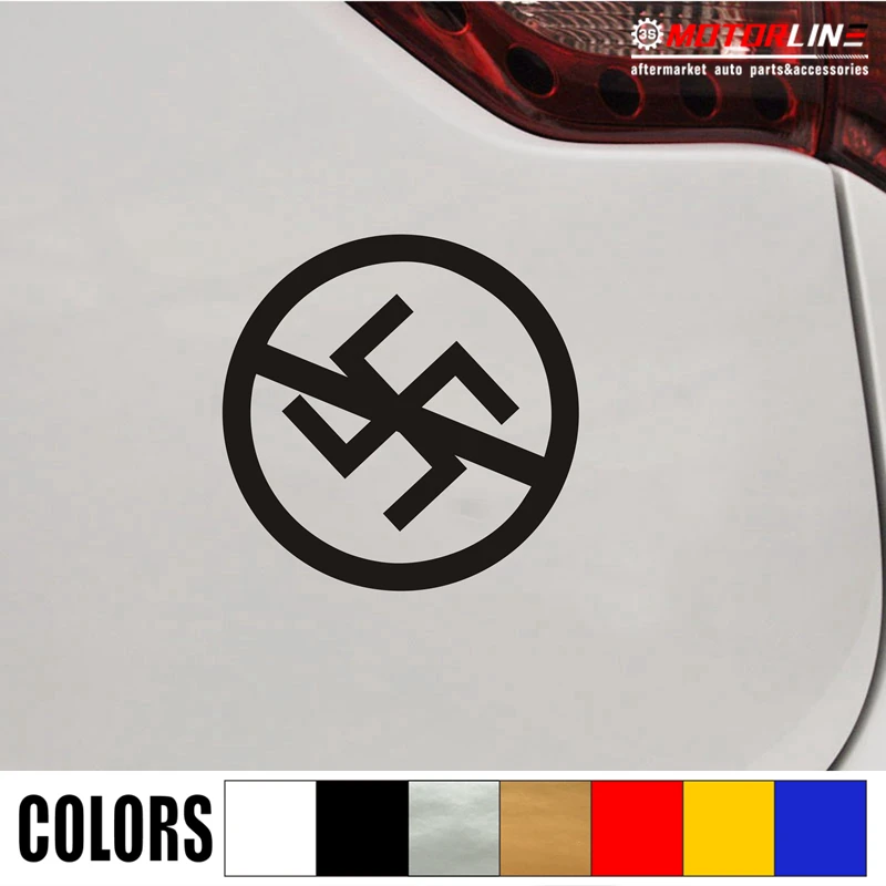 

Anti Naz No Racism Decal Sticker Swastika Iron Car Vinyl pick size color no bkg