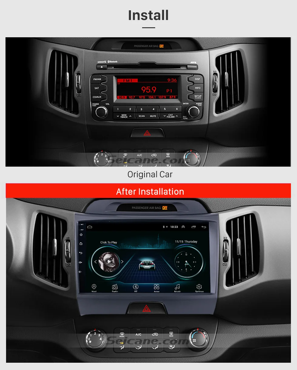 Seicane 9 дюймов Android 8,1 gps Автомагнитола для KIA Sportage 2010 2011 2012 2013 2Din WiFi мультимедийный проигрыватель головное устройство