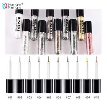 

10Pcs/Set Diamond Glitter Liquid Eyeliner 10 Colors Beauty Eye liner 1.7gX10 Eyes Makeup Brand HengFang