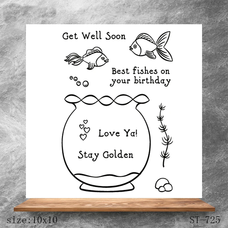 

ZhuoAng Fish tank decoration Transparent Clear Stamps DIY Scrapbooking Album Card Making DIY Decoration Making Embossing Stencil