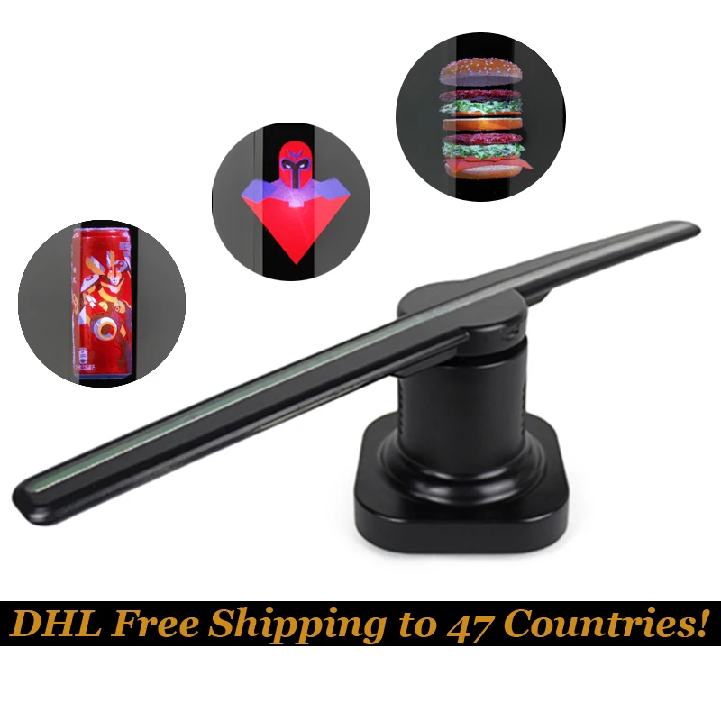 3D Hologram Advertising Display LED Fan Holographic Imaging 3D Naked Eye LED Fan Light LED Moving Head Light Holiday Decoration