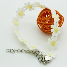 Hot Sale 1Piece White with Yellow Color Retro Lace Flower Foot Chain Women Lace Anklet Jewelry