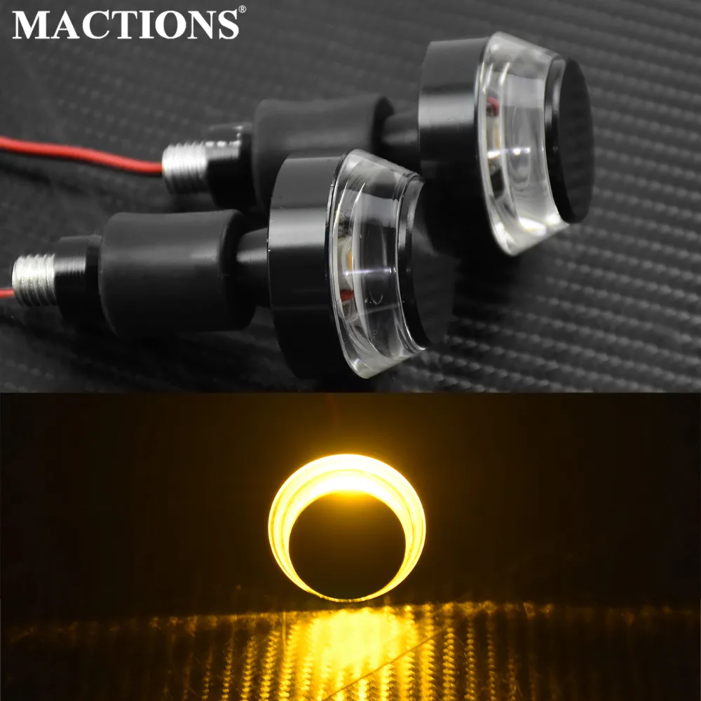2Pcs 22mm Amber LED Handle Bar End Indicator Grip Plug Turn Signal Light Motor