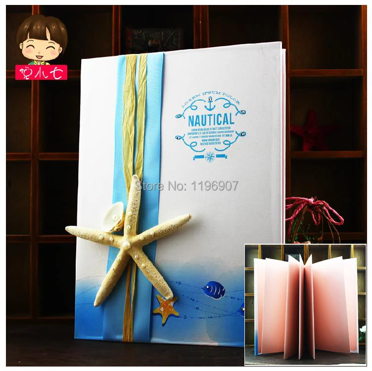 10 Blank pages Starfish Cover Wedding Guest Book Signature Guest Book